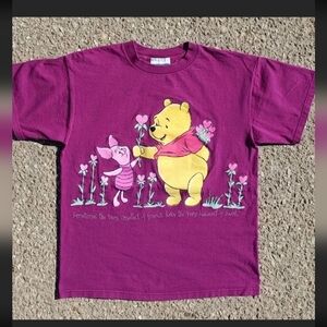 Vtg 90s Disney Winnie the Pooh & Piglet Big Print T-Shirt Purple Medium